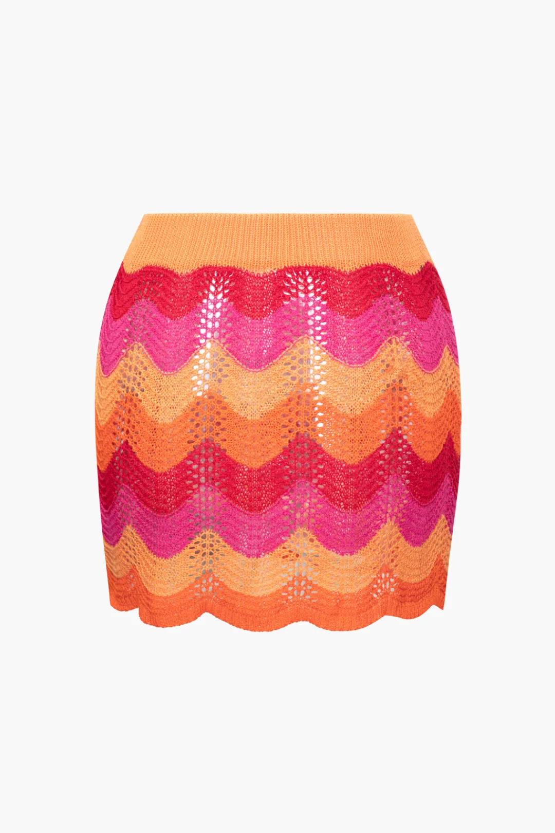 MICAS Skirts-Color Block Crochet Knit Skirt MULTICOLOR