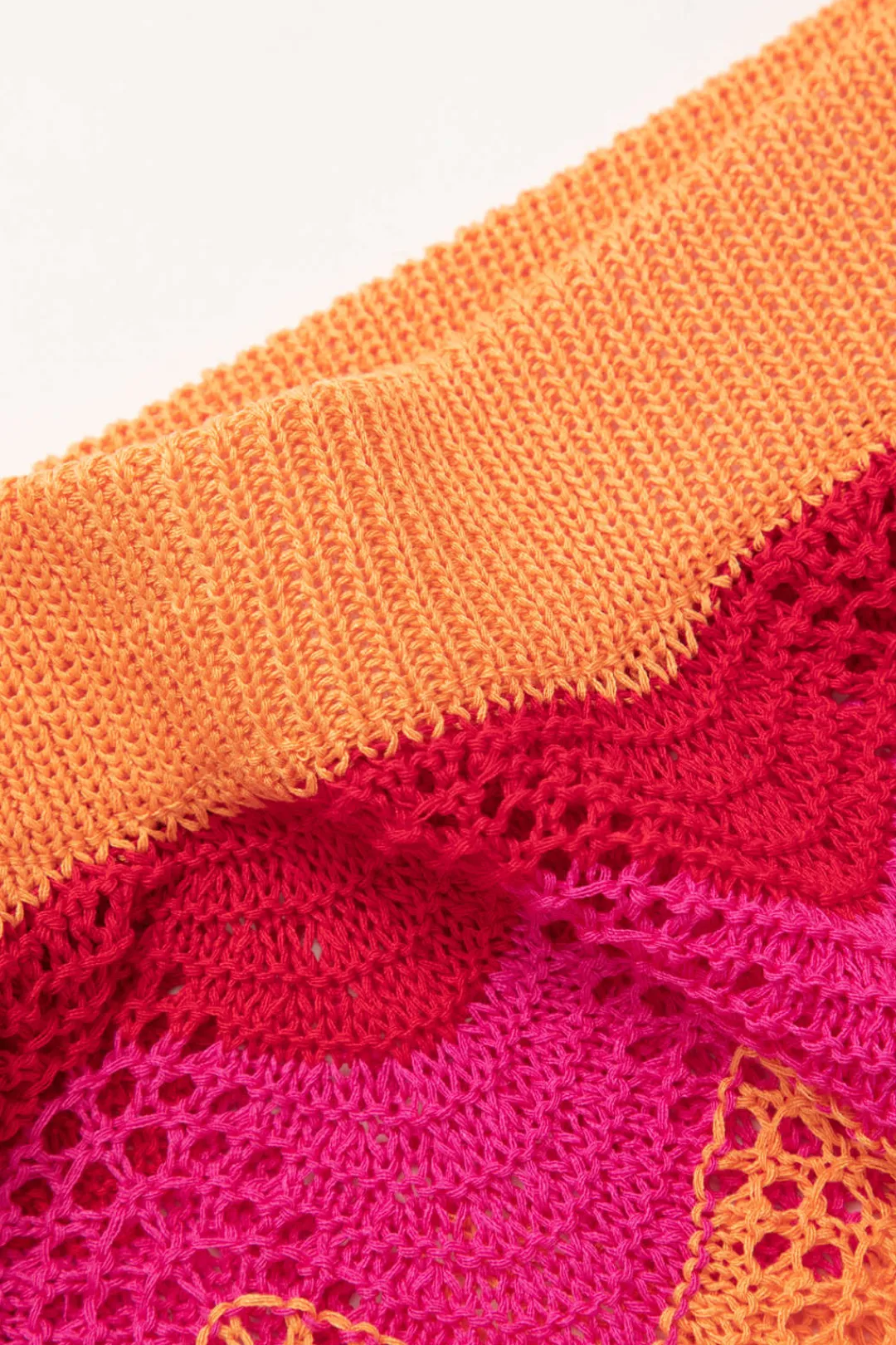 MICAS Skirts-Color Block Crochet Knit Skirt MULTICOLOR