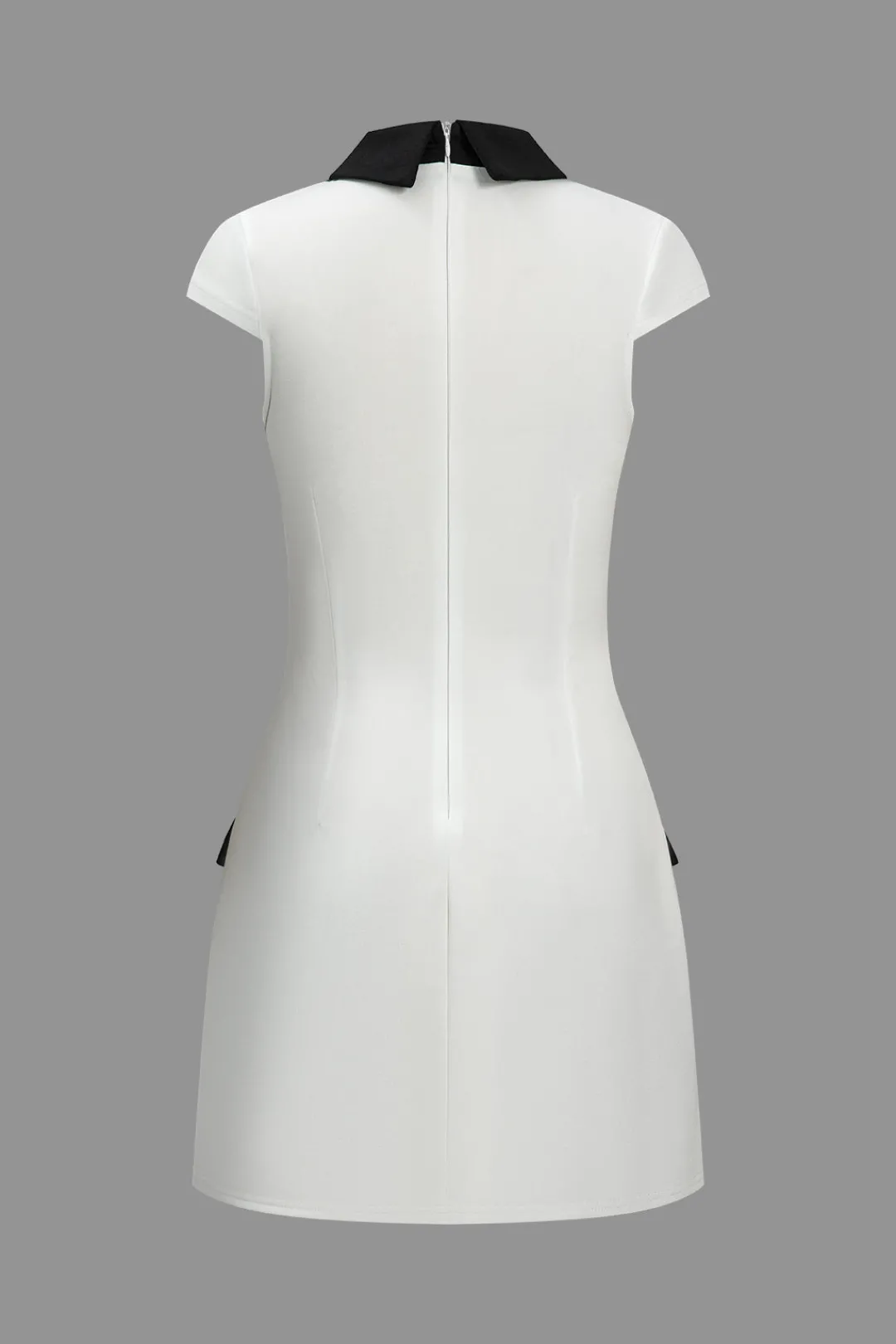 MICAS Mini Dresses-Color Block Fake Pocket Mini Dress WHITE