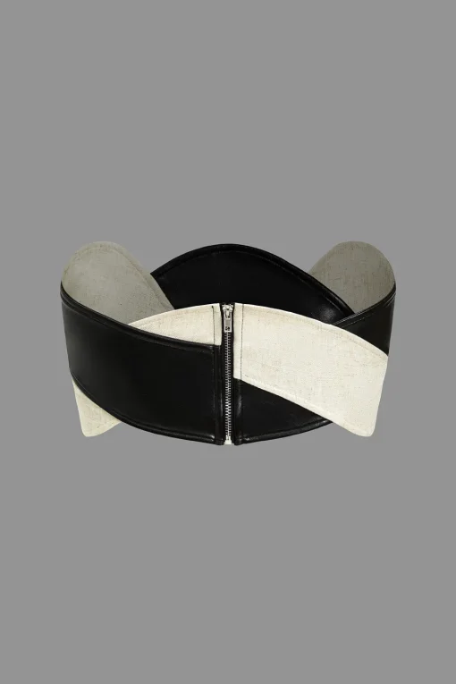 MICAS Tube Tops-Color Block Patchwork Asymmetrical Design Tube Top BEIGE