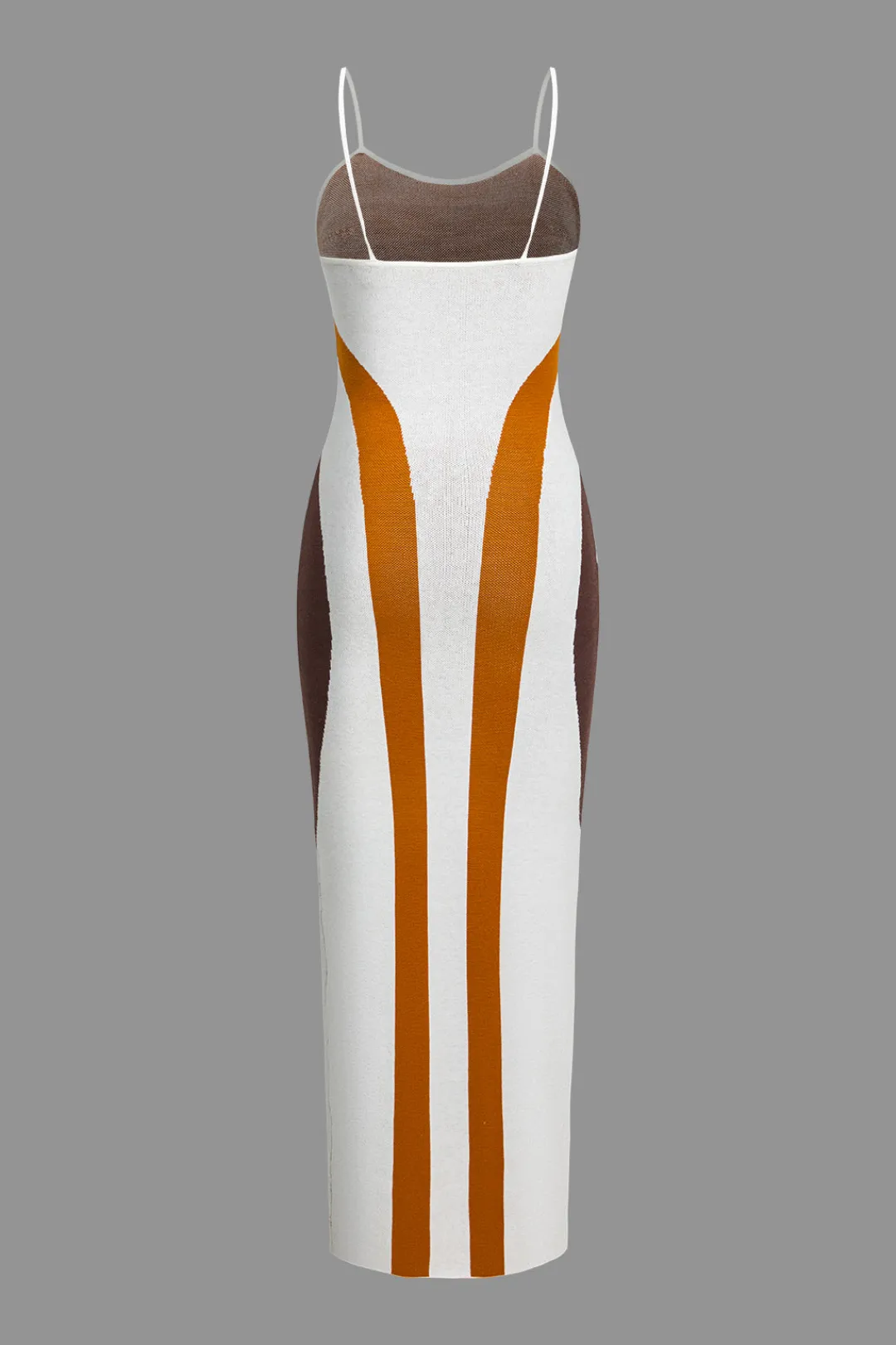 MICAS Knit Dresses-Color Block Print Knit Slip Maxi Dress Contrast Color