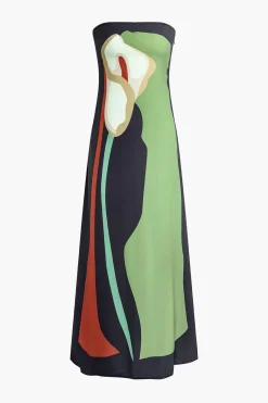 MICAS Maxi Dresses-Color Block Strapless Slit Maxi Dress