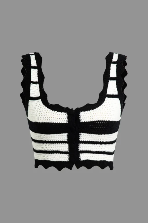 MICAS Knitwear|Vacation Sets-Color Block Stripe Knit Cami Top And Skirt Set Contrast Color
