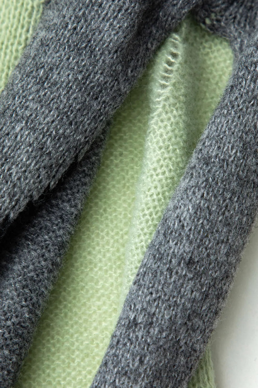 MICAS Long Sleeve Dresses|Knitwear-Colorblock Knit Destroyed Slit Midi Dress GREEN