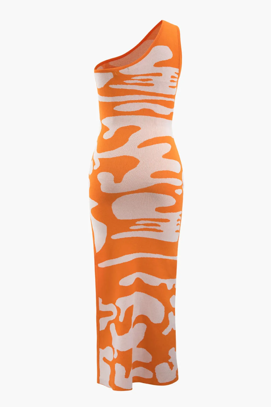 MICAS Knitwear|Knit Dresses-Colorblock One Shoulder Slit Knit Dress