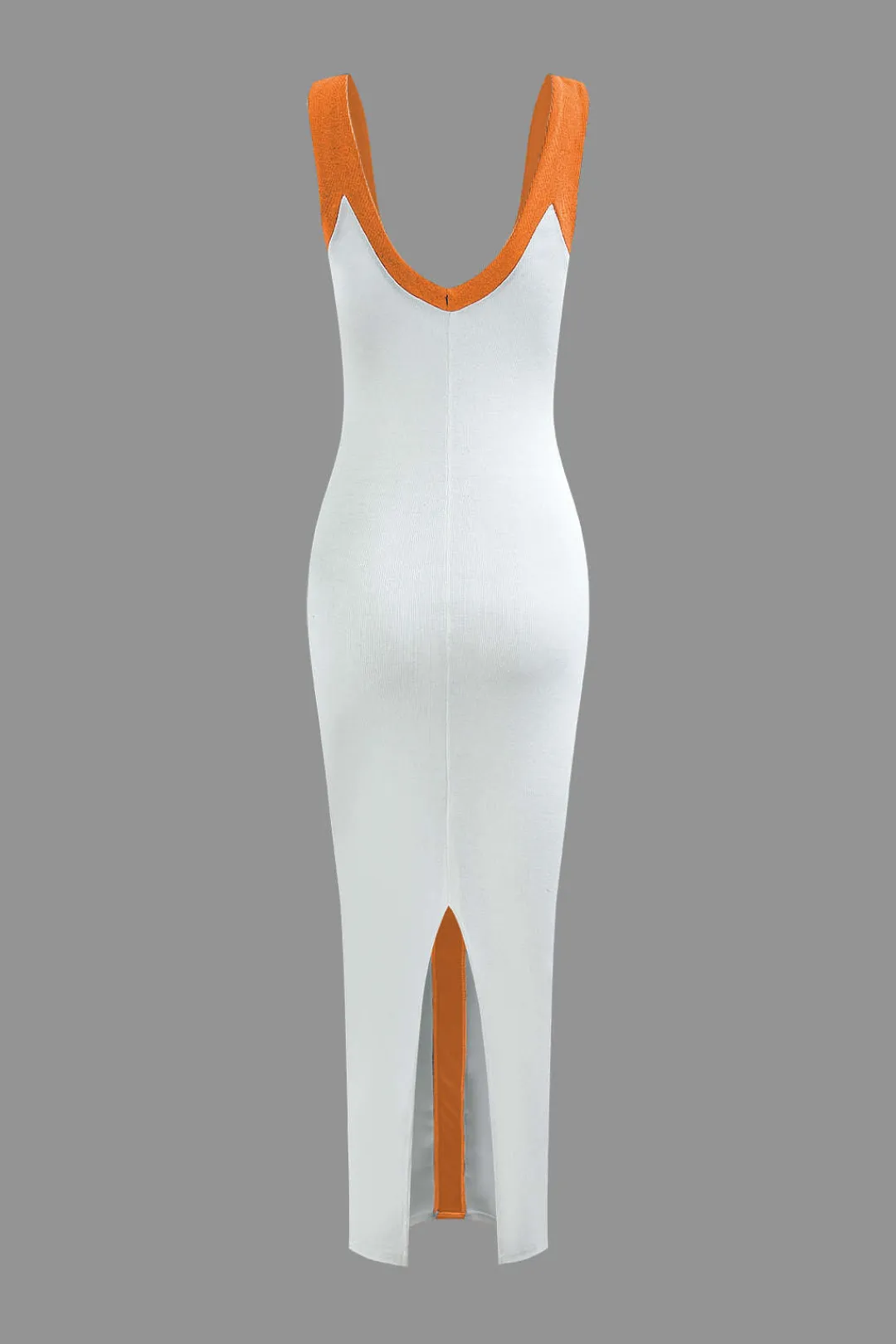 MICAS Maxi Dresses-Colorblock V-neck Ribbed Split Maxi Dress