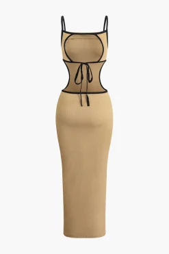 MICAS Maxi Dresses-Contrast Cut Out Backless Slip Maxi Dress