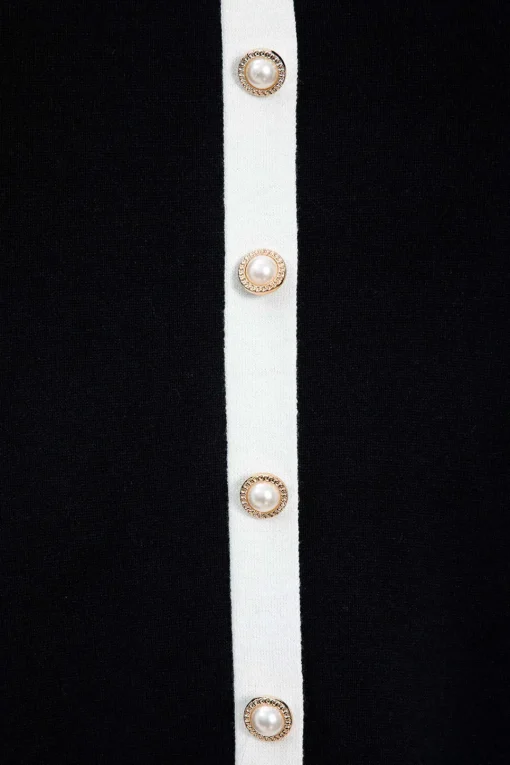 MICAS Long Sleeve Dresses|Knitwear-Contrast Knit Bowknot Back Pleated Mini Dress