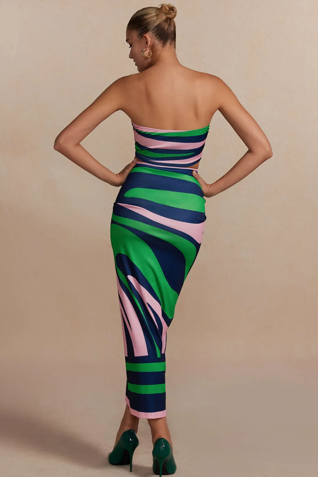 MICAS Skirt Sets|Vacation Sets-Contrast Ruched Slit Skirt Set MULTICOLOR