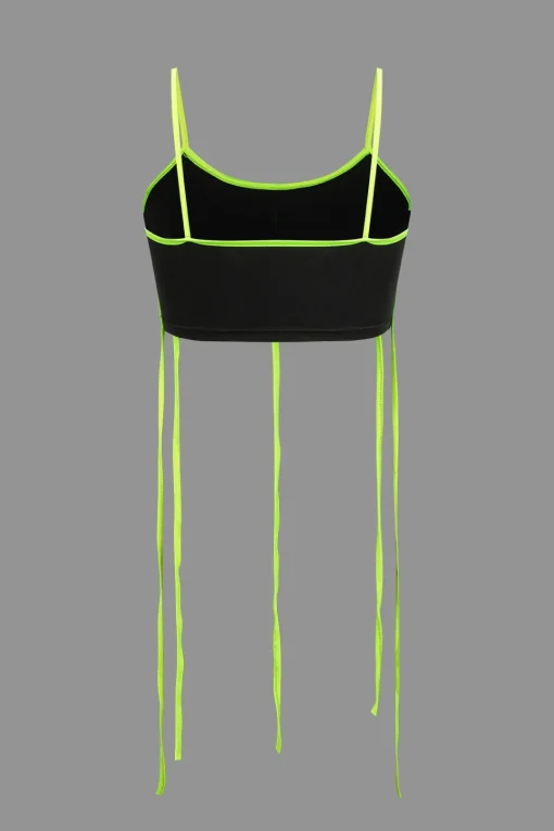 MICAS Short Sets-Contrast Tie Crop Cami Top And Shorts Set BLACK