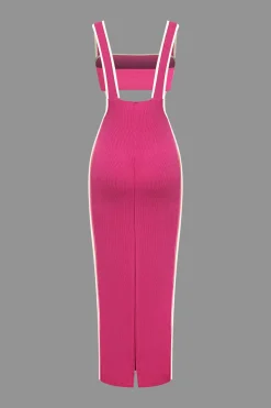 MICAS Vacation Sets-Contrast Trim Tube Top And Pinafore Dress Set