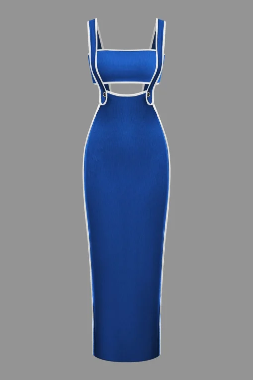 MICAS Vacation Sets-Contrast Trim Tube Top And Pinafore Dress Set