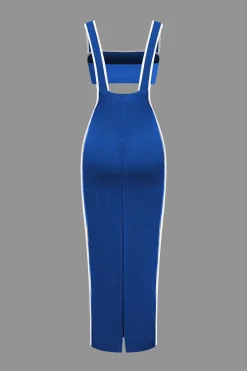 MICAS Vacation Sets-Contrast Trim Tube Top And Pinafore Dress Set