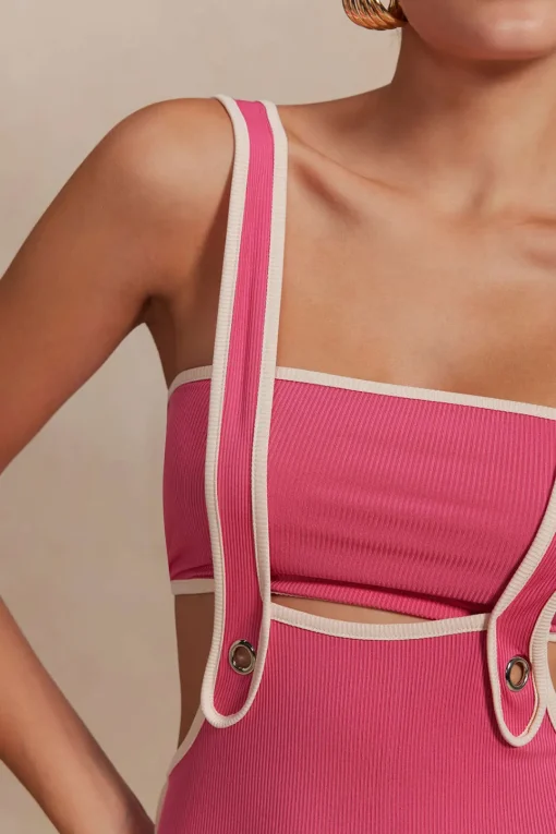 MICAS Vacation Sets-Contrast Trim Tube Top And Pinafore Dress Set