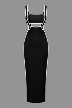 MICAS Vacation Sets-Contrast Trim Tube Top And Pinafore Dress Set