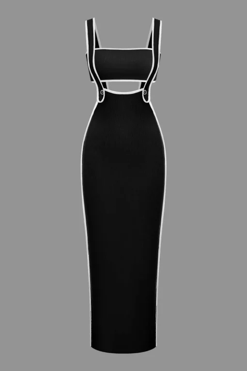 MICAS Vacation Sets-Contrast Trim Tube Top And Pinafore Dress Set