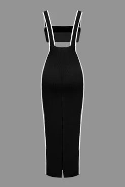 MICAS Vacation Sets-Contrast Trim Tube Top And Pinafore Dress Set