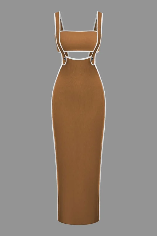 MICAS Vacation Sets-Contrast Trim Tube Top And Pinafore Dress Set