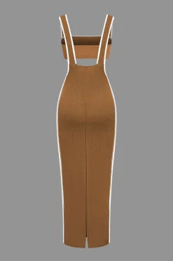 MICAS Vacation Sets-Contrast Trim Tube Top And Pinafore Dress Set