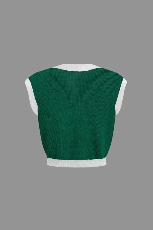 MICAS Vacation Sets|Knit Sets-Contrast V-neck Knit Top And Mini Skirt Set