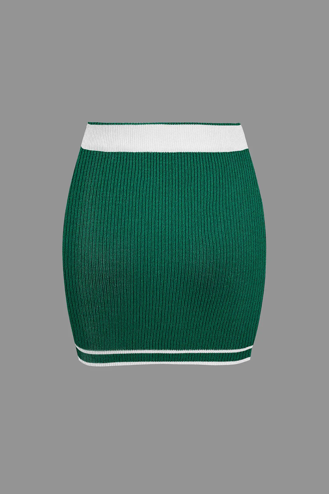 MICAS Vacation Sets|Knit Sets-Contrast V-neck Knit Top And Mini Skirt Set