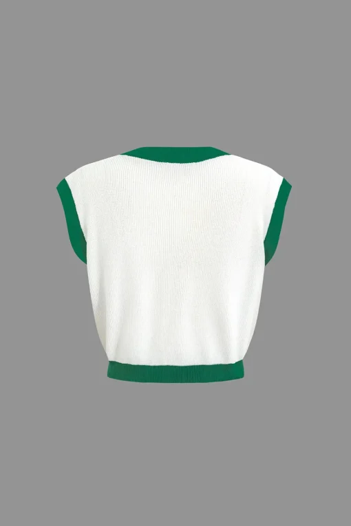 MICAS Vacation Sets|Knit Sets-Contrast V-neck Knit Top And Mini Skirt Set