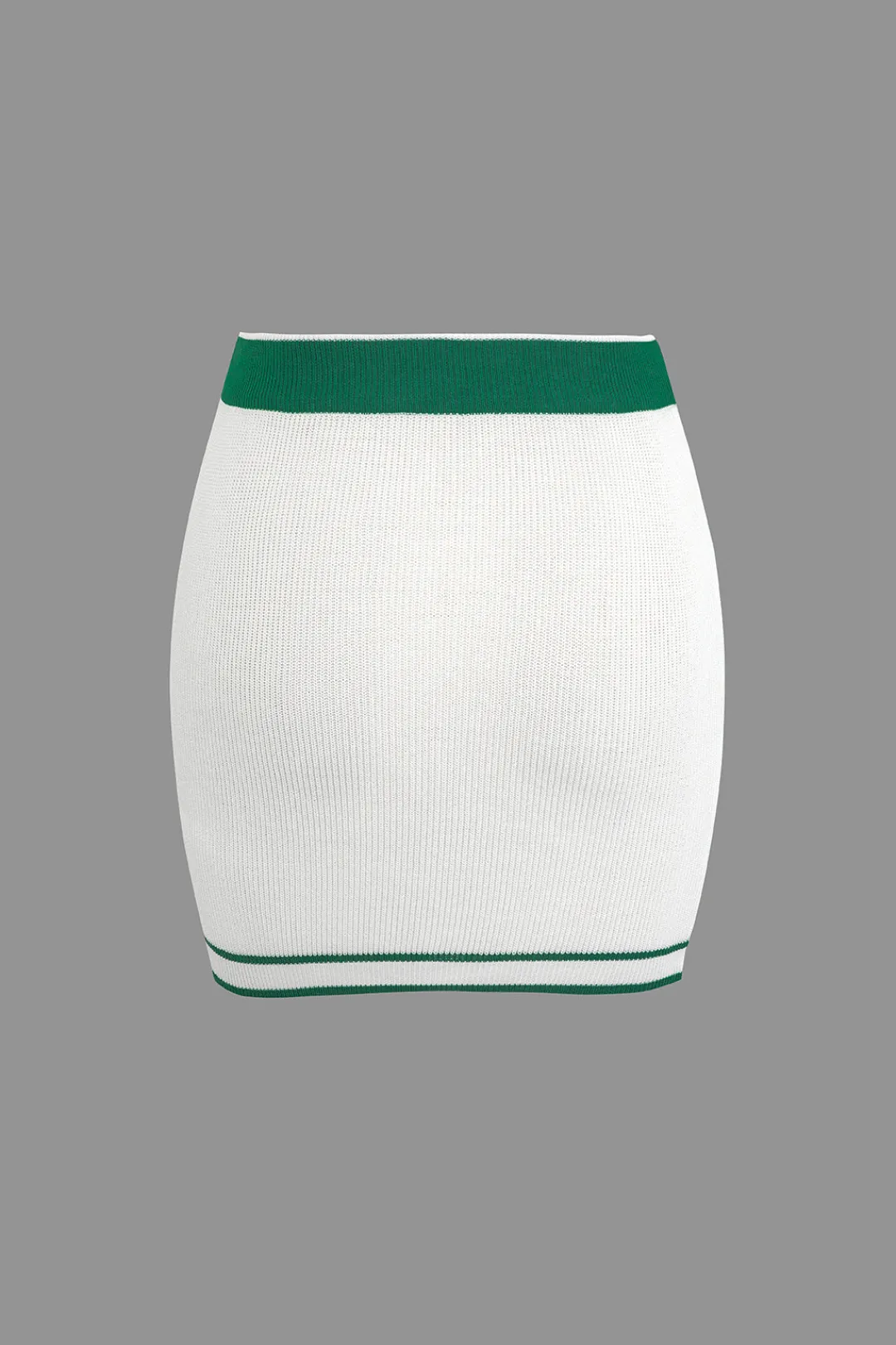 MICAS Vacation Sets|Knit Sets-Contrast V-neck Knit Top And Mini Skirt Set