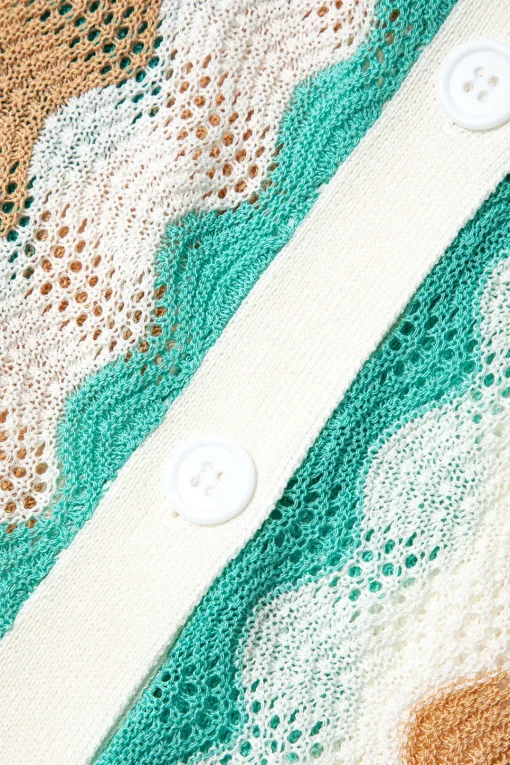 MICAS Knit Dresses-Contrast Wavy Stripe Knit Dress