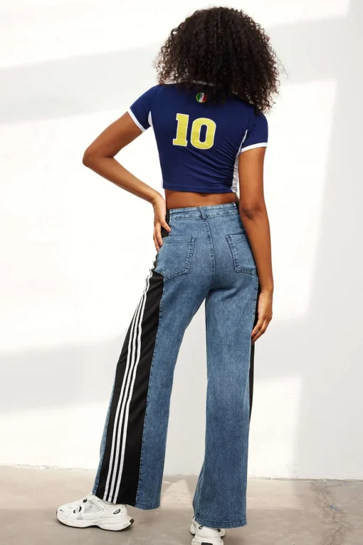 MICAS Jeans-Contrast Wide Leg Jeans Contrast Color