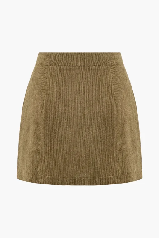 MICAS Skirts-Corduroy Button Skirt