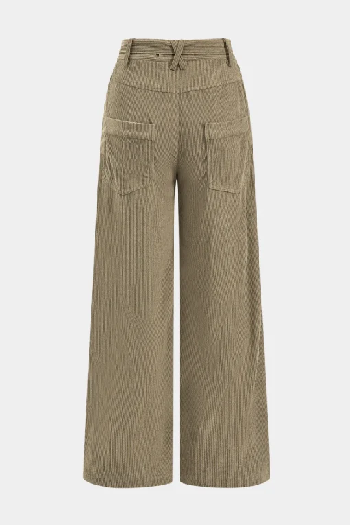 MICAS Pants-Corduroy Tie Front Wide Leg Trousers KHAKI