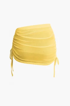 MICAS Skirt Sets|Vacation Sets-Cowl Neck Backless Tie Mesh Top And Asymmetrical Mini Skirt Set