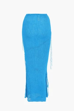 MICAS Skirt Sets|Vacation Sets-Crochet Backless Tube Top And Split Skirt Set