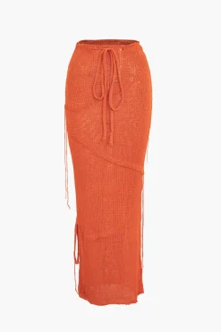 MICAS Skirt Sets|Vacation Sets-Crochet Backless Tube Top And Split Skirt Set