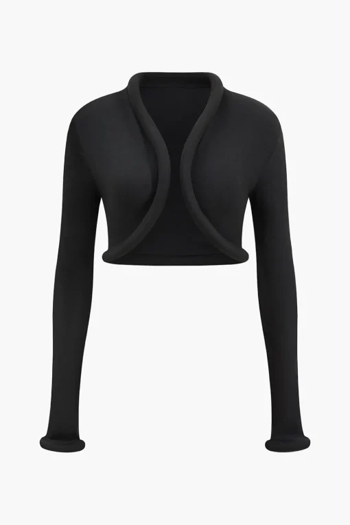 MICAS Long Sleeve Tops|Long Sleeves Tops-Cropped Long-Sleeve Top BLACK
