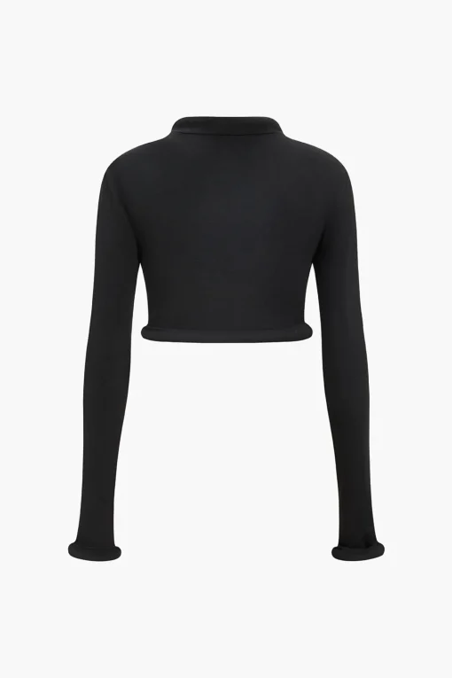 MICAS Long Sleeve Tops|Long Sleeves Tops-Cropped Long-Sleeve Top BLACK