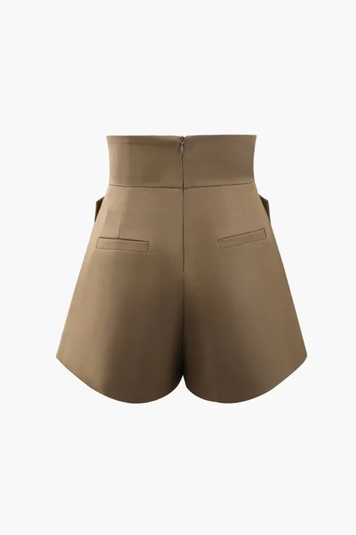 MICAS Shorts-Cross Waist Tailored Shorts TAN