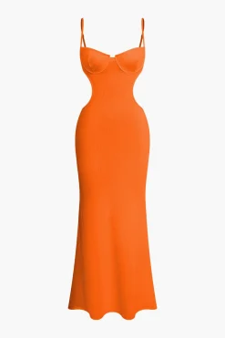 MICAS Maxi Dresses-Cut Out Backless Bustier Slip Maxi Dress