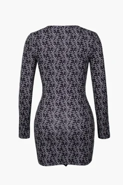 MICAS Long Sleeve Dresses|Mini Dresses-Cut Out Bodycon Mini Dress BLACK