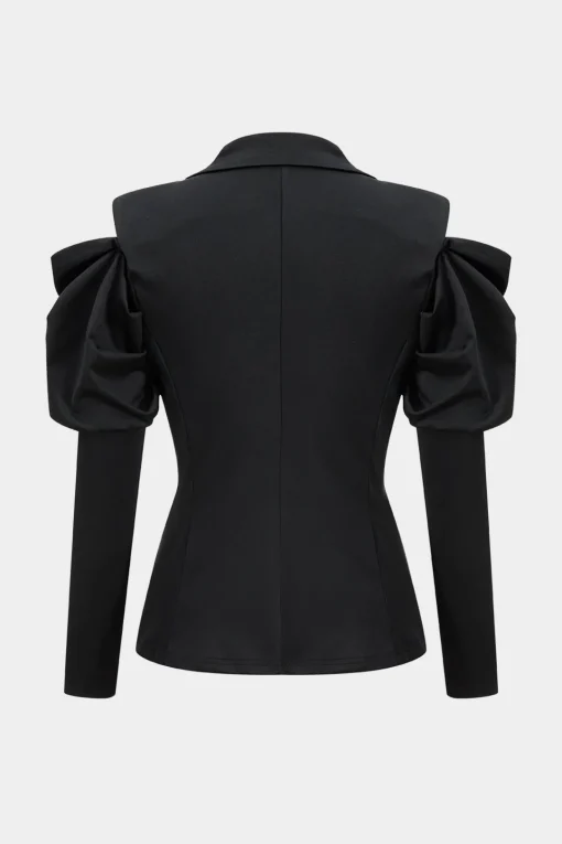 MICAS Outerwear|Blazers-Cut Out Notched Lapel Blazer BLACK
