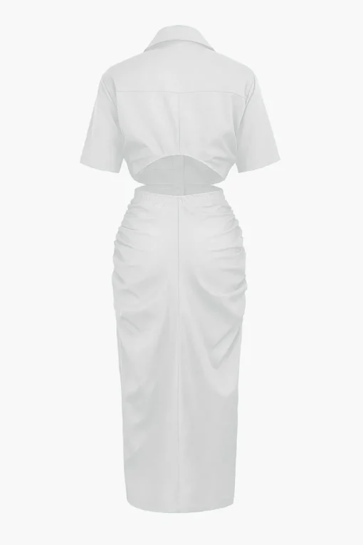 MICAS Midi Dresses-Cut Out Ruched Midi Shirt Dress