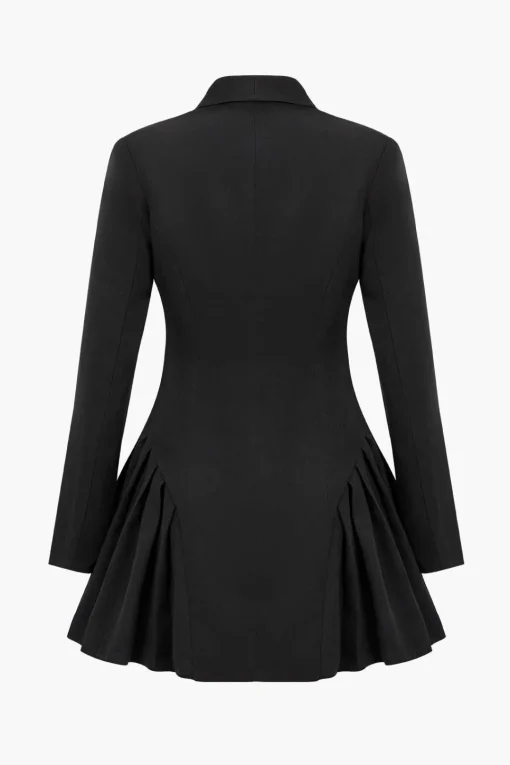 MICAS Mini Dresses|Long Sleeve Dresses-Deep V-neck Long Sleeve Suit Dress BLACK
