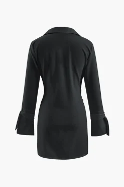 MICAS Mini Dresses-Deep V-neck Wrap Mini Shirt Dress