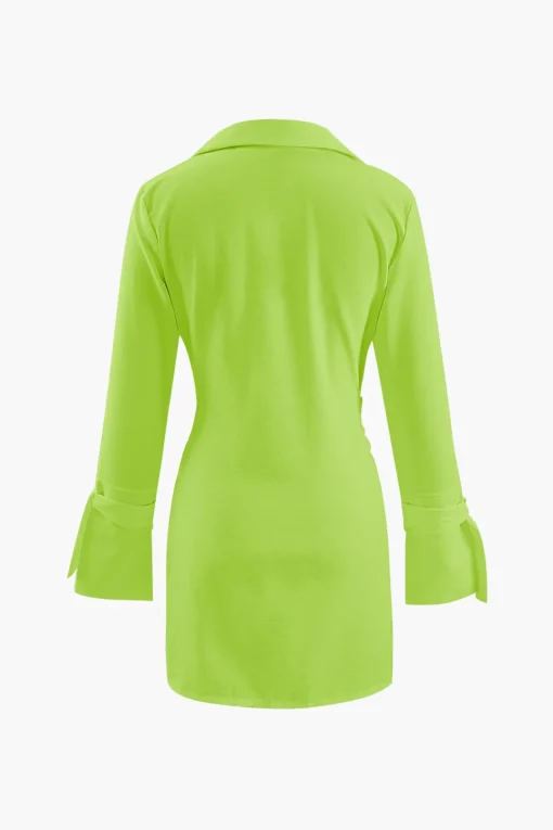 MICAS Mini Dresses-Deep V-neck Wrap Mini Shirt Dress