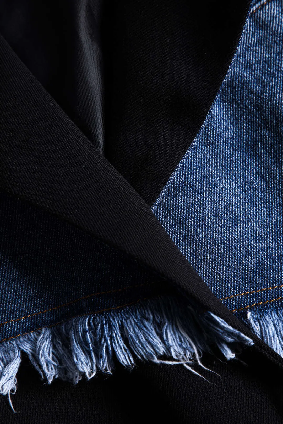 MICAS Outerwear|Outerwear-Denim Button Patchwork Long Sleeve Blazer Contrast Color