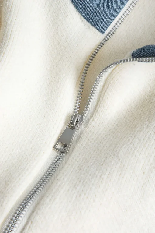 MICAS Outerwear|Outerwear-Denim Patchwork Pocket Sweater Cardigan