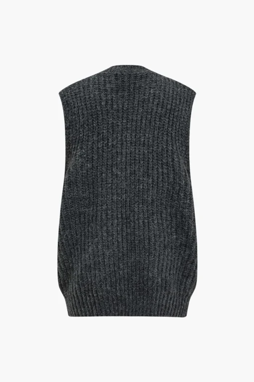 MICAS Knit Tops-Denim Patchwork Pocket Sweater Vest