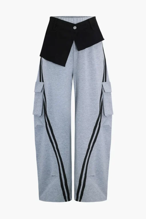 MICAS Pants-Denim Patchwork Pocket Trousers