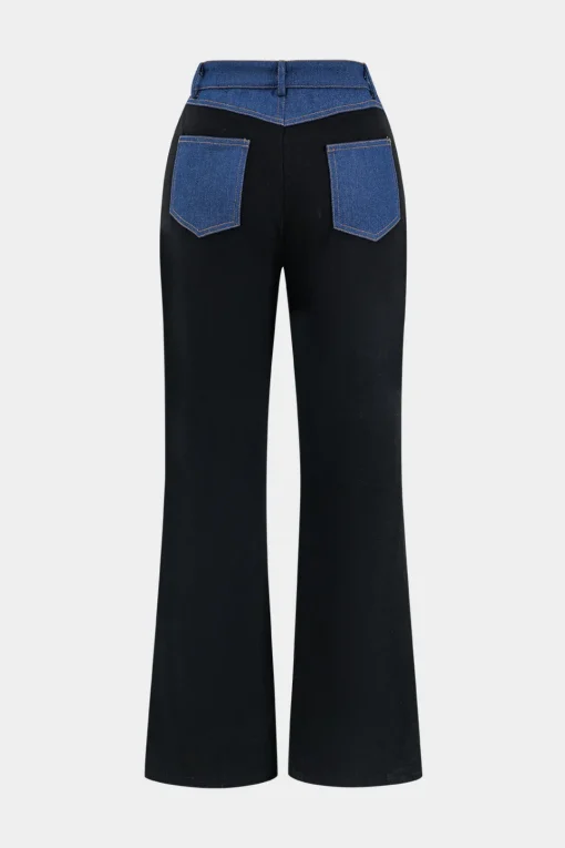 MICAS Pants-Denim Patchwork Pocket Trousers BLACK