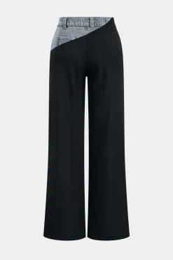 MICAS Pants-Denim Patchwork Pocket Trousers BLACK